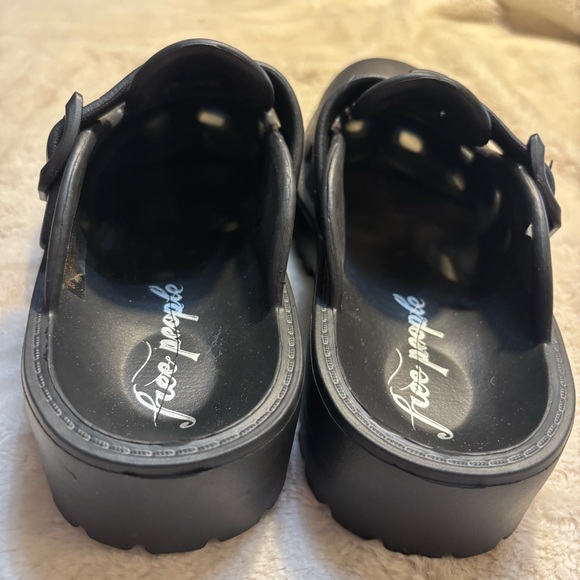 NEW Free People Karlie Buckle Clogs Size 6 Black Mules Slip-On EVA Buckle Detail - Picture 9 of 14